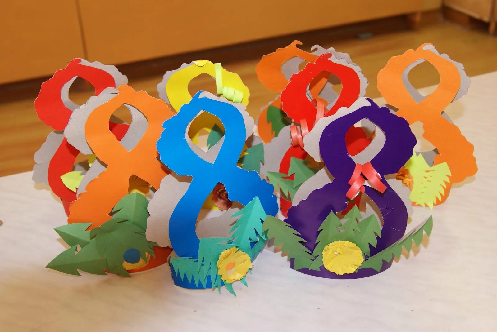поделки 8 9. поделка ромашка. поделки к 8 марту. квиллинг цифры. поделки для дошкольников.