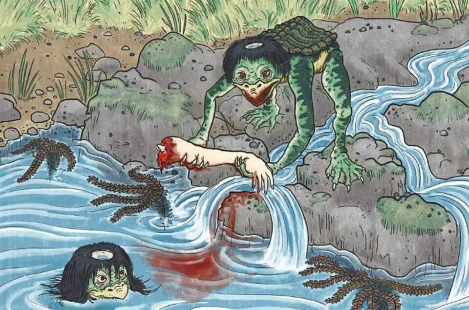 Каппа японский водяной демон. Японская мифология существа Каппа. Японская мифология Ёкаи Каппа. Монстр похищающий детей
