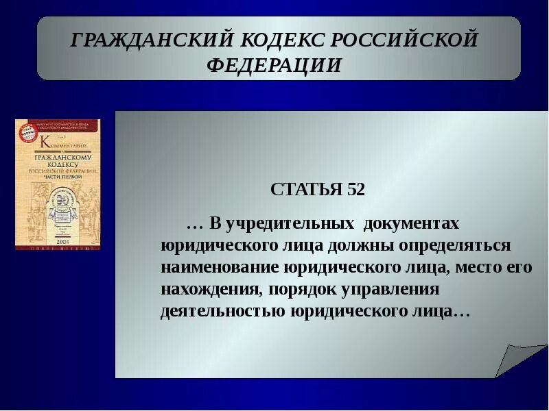 Гк рф 2020 комментарий. Гражданский кодекс. Кодекс ГК РФ. Статья 52 ГК РФ. Статьи гражданского кодекса.