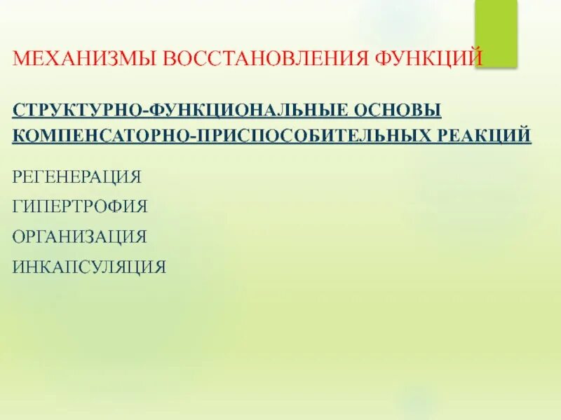 Функция восстановления организма. Механизмы восстановления функций. механизмы восстановления функций патология. механизмы восстановления функций: регенерация-. механизмы восстановления нарушенных функций.
