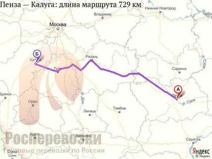 Тамбов калуга расстояние