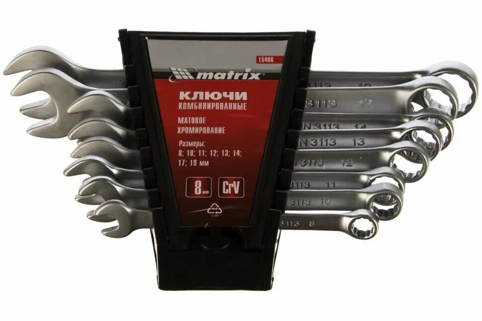 , crv, матовый хром// matrix 15410. 8-19мм в холдере forsage 7077. 6-17мм crv 6шт. , crv, матовый хром// matrix 15410. набор гаечных ключей умбро.