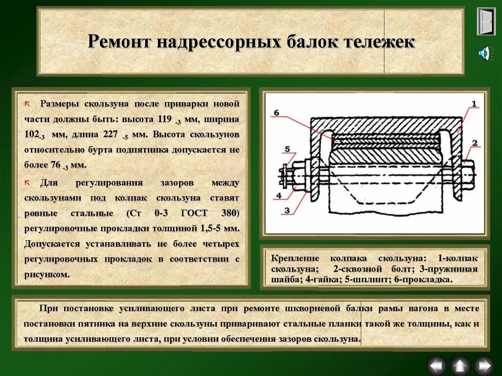 Зазор между вертикальными скользунами. Зазоры скользуна грузовых тележек. Крепление пятника грузового вагона. Усиление листа. Размеры зазоров скользунов.