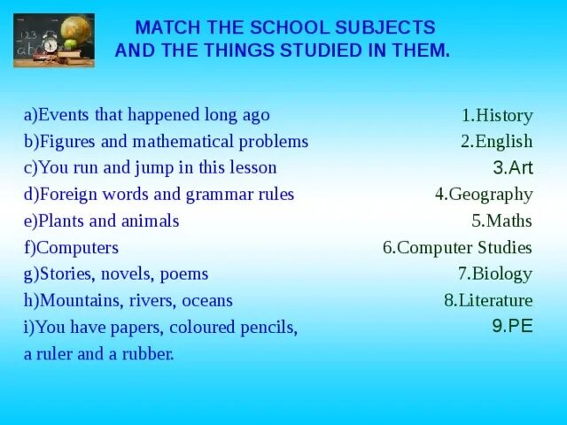 Match the subject. Задания на тему School subjects. School subjects упражнения. My favourite School subject 5 класс. Вопросы по теме my School subjects.