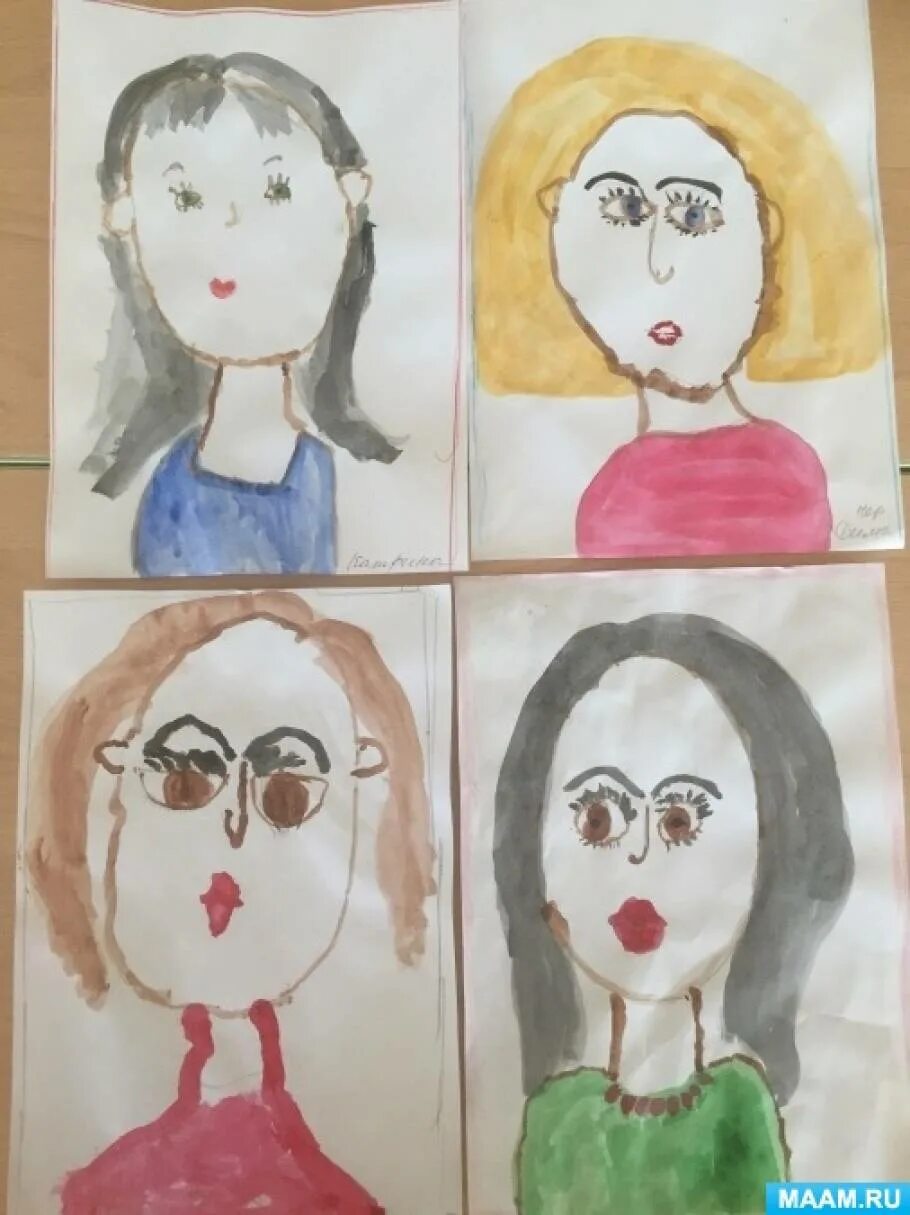 Портрет мамы. Рисование портрет мамы старшая группа. Рисование портрета в старшей группе детского сада. Рисование портрет мамы подготовительная группа.