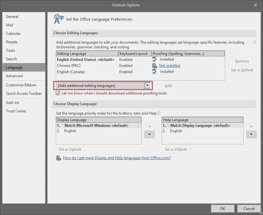 Add английский. Microsoft outlook 2016 интерфейс. language editing. best microsoft office 2016 outlook. additional.