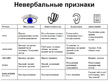 Отличие в темпераменте типе личности доминантной модальности