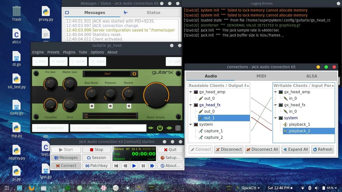 Guitarix QJACKCTL. QJACKCTL. Настройка Guitarix QJACKCTL. Jack Audio connection Kit Sample client. Звук басс буста