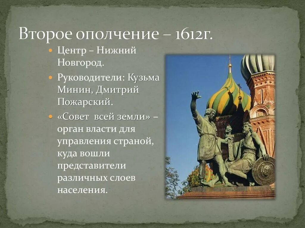 1611 1612 год. Нижний Новгород 1612 ополчение. Руководители второго народного ополчения в 1612.