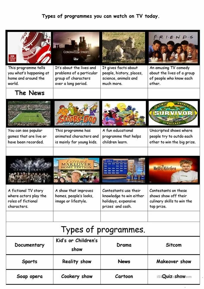 Read about the tv programmes and fill. Телевизионные программы на английском. tv programs на английском. tv programmes vocabulary. tv programmes worksheet.