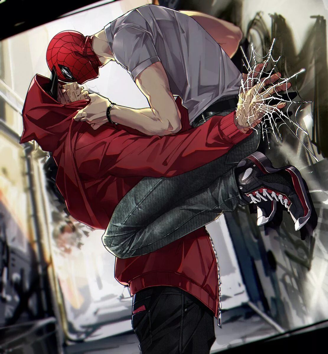 Spideypool. Дэдпул и Питер Паркер слэш 18. Спайдипул слэш арт. Дедпул и человек паук яой.