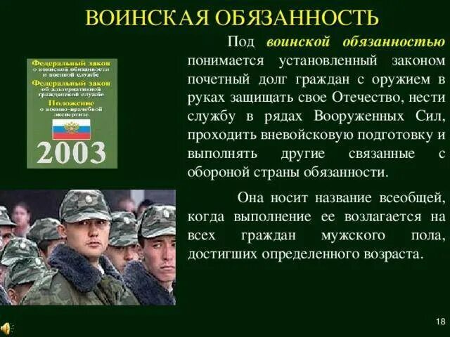 Воинская обязанность. О воинской обязанности и военной службе. Под воинской обязанностью. Основные понятия о воинской службе.