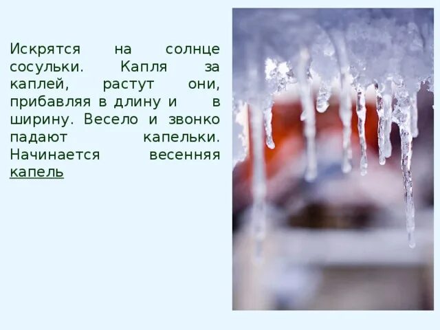 Сосульки плачут. Сосульки презентации для дошкольников. Весенняя капель стихи. Стих про капель. С крыши падали звонкие капли