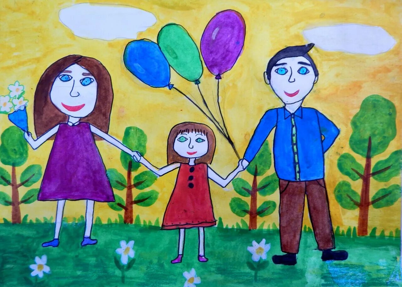 Любое для 7 лет. Рисунок моя семья. Рисование моя семья. Рисунок на тему семья. Детские рисунки семьи.