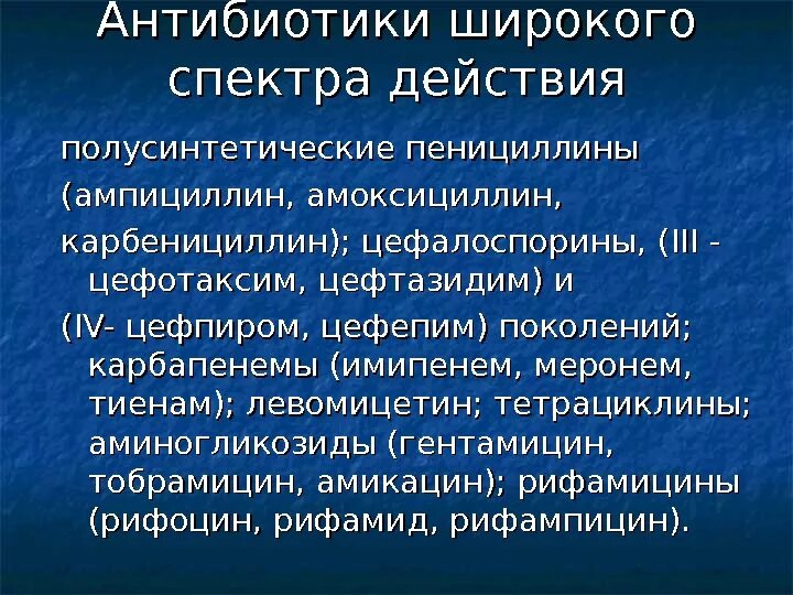 Антибиотики последнего поколения широкого