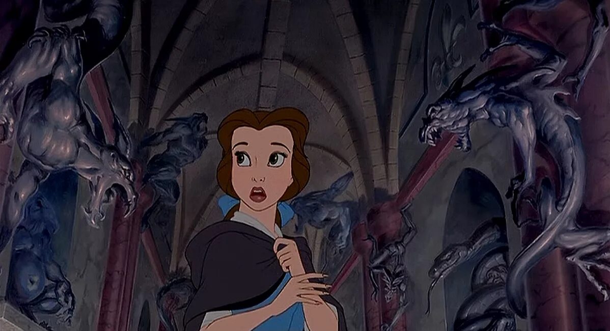 Заколдованный разбор. Замок Бель красавица и чудовище. Красавица и чудовище Белль в замке. Белль красавица и чудовище Дисней 1991.