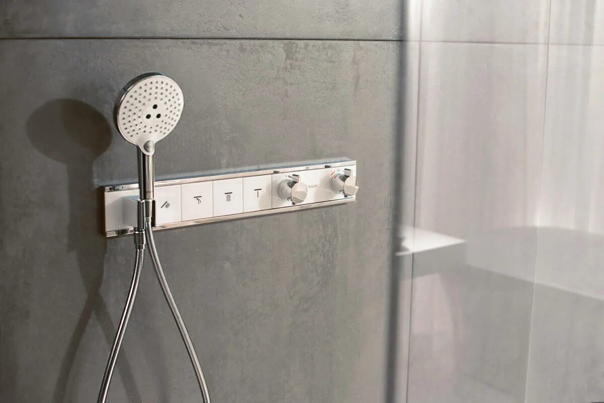 Смеситель для душа Hansgrohe RAINSELECT 15357000 С термостатом хром. Hansgrohe RAINSELECT 15357400. 26530400 Hansgrohe. Термостат RAINSELECT Hansgrohe. Душевая система скрытого монтажа сантехсервис