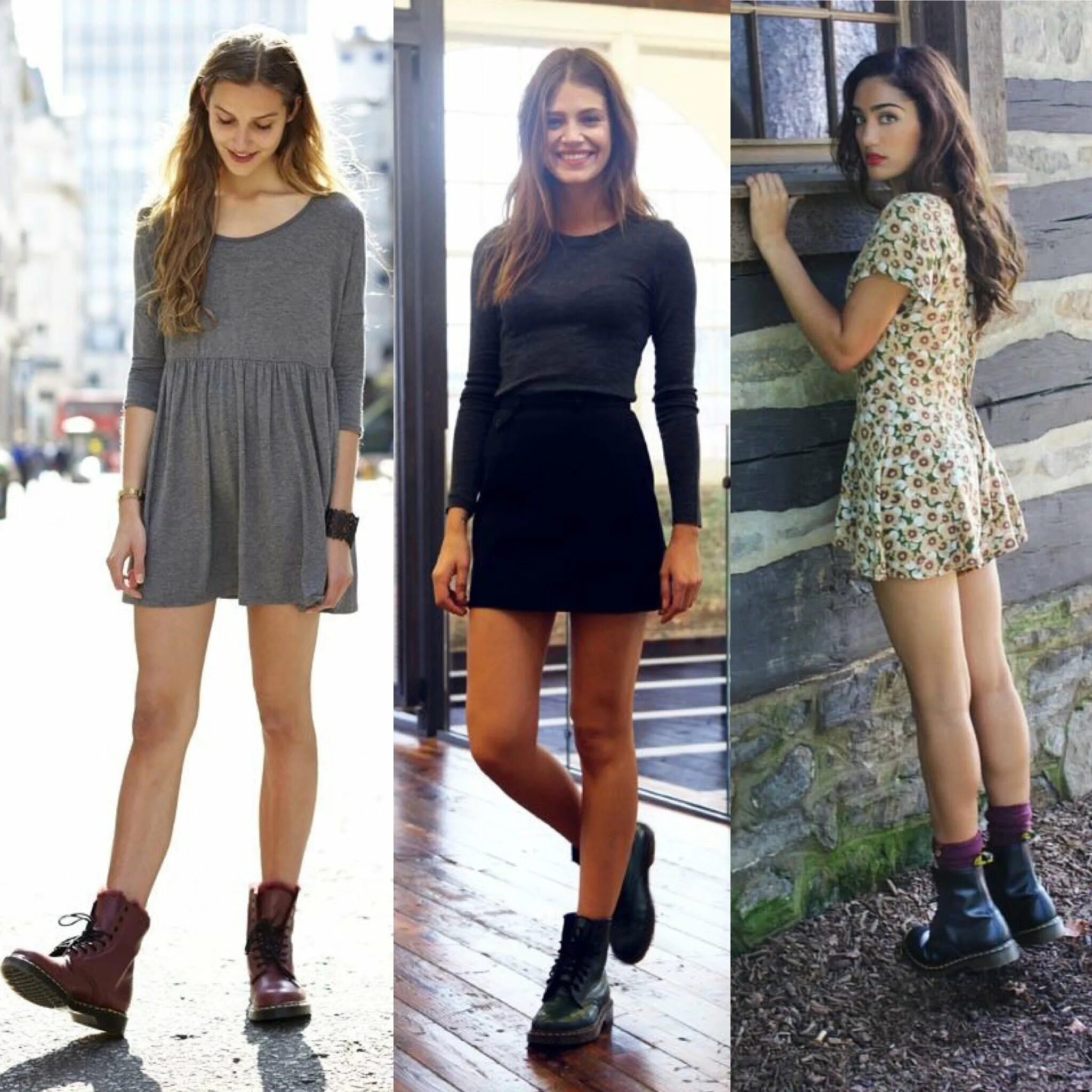 шифоновое платье с ботинками. с какими ботинками носить платья. платье с грубыми ботинками. чёрное платье с доктор мартинс. с какими ботинками носить платья.