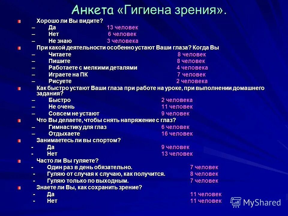 Анкетирование по зрению. Анкета про зрение. Анкетирование по зрению для школьников. Вопросы для анкеты по зрению.