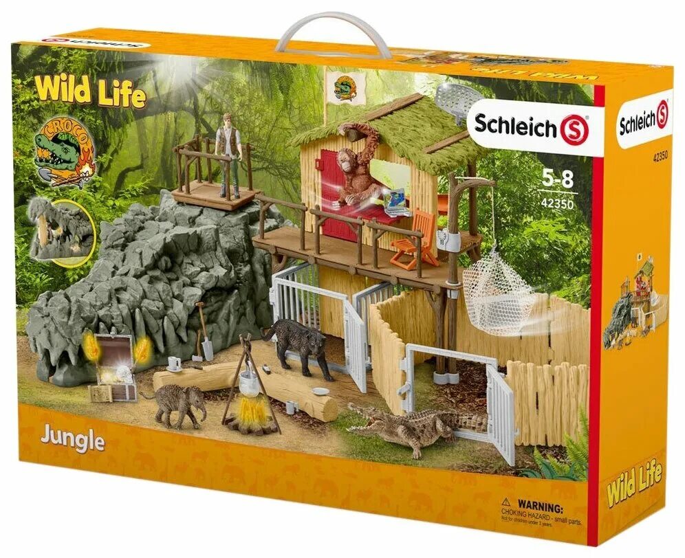 Schleich исследовательская станция в джунглях Croco 42350. 42350 Schleich. Игровой набор шляйх сафари. Наборы шляйх джунгли. Набор зоопарк