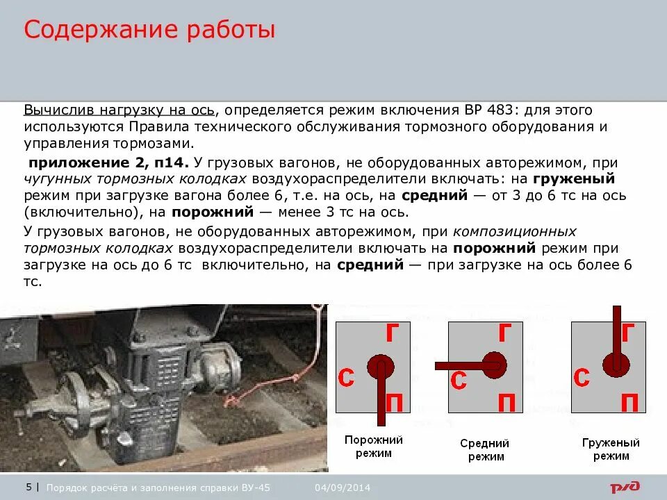 Нажатие порожних вагонов