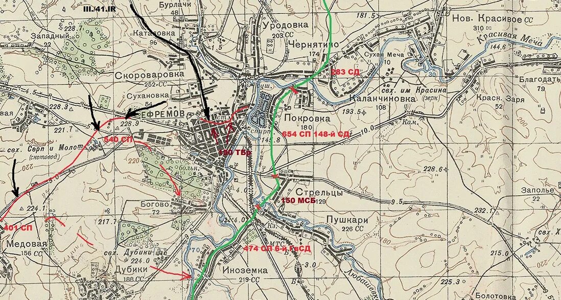 Карта ефремова тульской. Тульская операция 1941. Карта Тулы 1942г. Карта обороны города Алексин 1941 год.