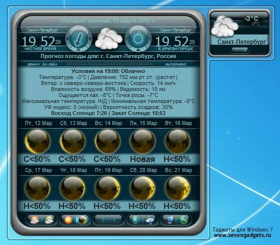 6. виджет на рабочий стол с погодой и часами. 2. гаджет погода windows 7 на русском. как настроить гаджет proweather.