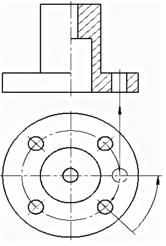Фланец в разрезе чертеж. Выкатывание отверстия Инженерная Графика. Фланец деталь разрез. Разрез круглого фланца.