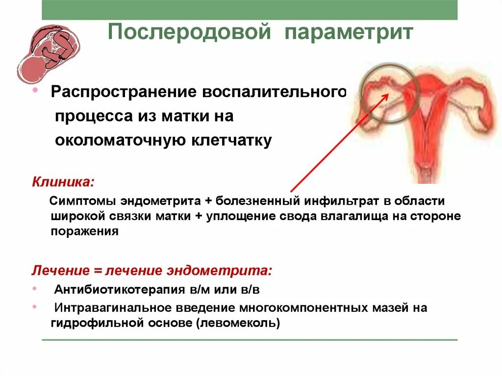 Воспаление внутренней оболочки матки. Послеродовые инфекционно-воспалительные заболевания этапы. Послеродовый параметрит. Послеродовой параметрит клинические рекомендации. Послеродовой параметрит классификация.