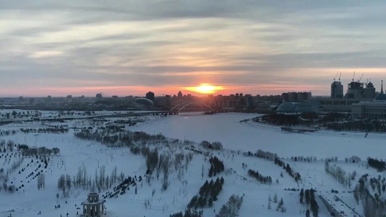 Астана январь. Рассвет Астана.
