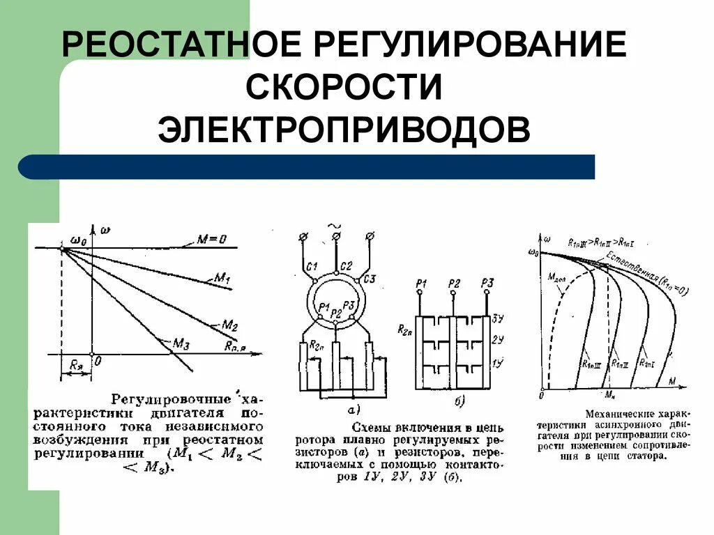 Регулирование скорости осуществляется. Схема реостатного регулирования скорости двигателя постоянного тока. Реостатное регулирование скорости ДПТ. Реостатное регулирование скорости асинхронного двигателя. Реостатное регулирование асинхронных двигателей.