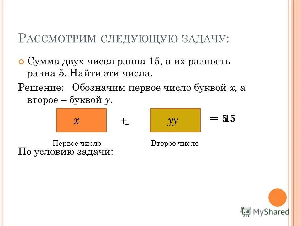 Сумма выражений равна их разности. Сумма двух чисел равна. Решение задач суммирования чисел.