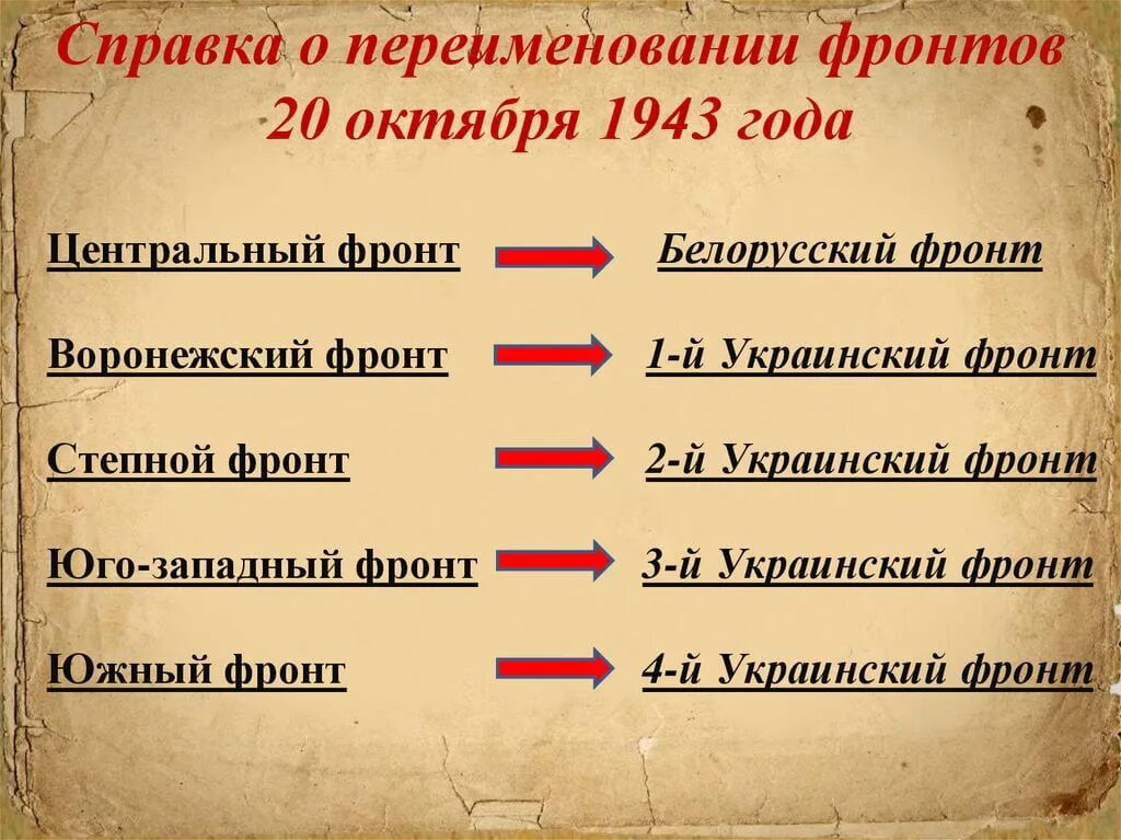Какие фронты были в великую