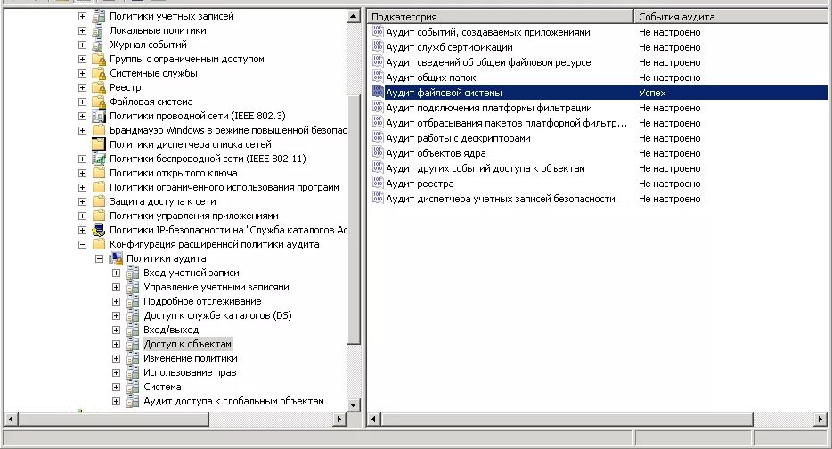 Конфигурации расширенной политики аудита. Аудит безопасности Windows. Настройка политики аудита. Аудит системных событий.