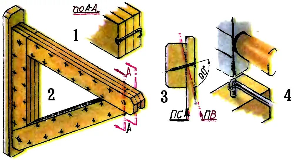 крепление бревен скобами