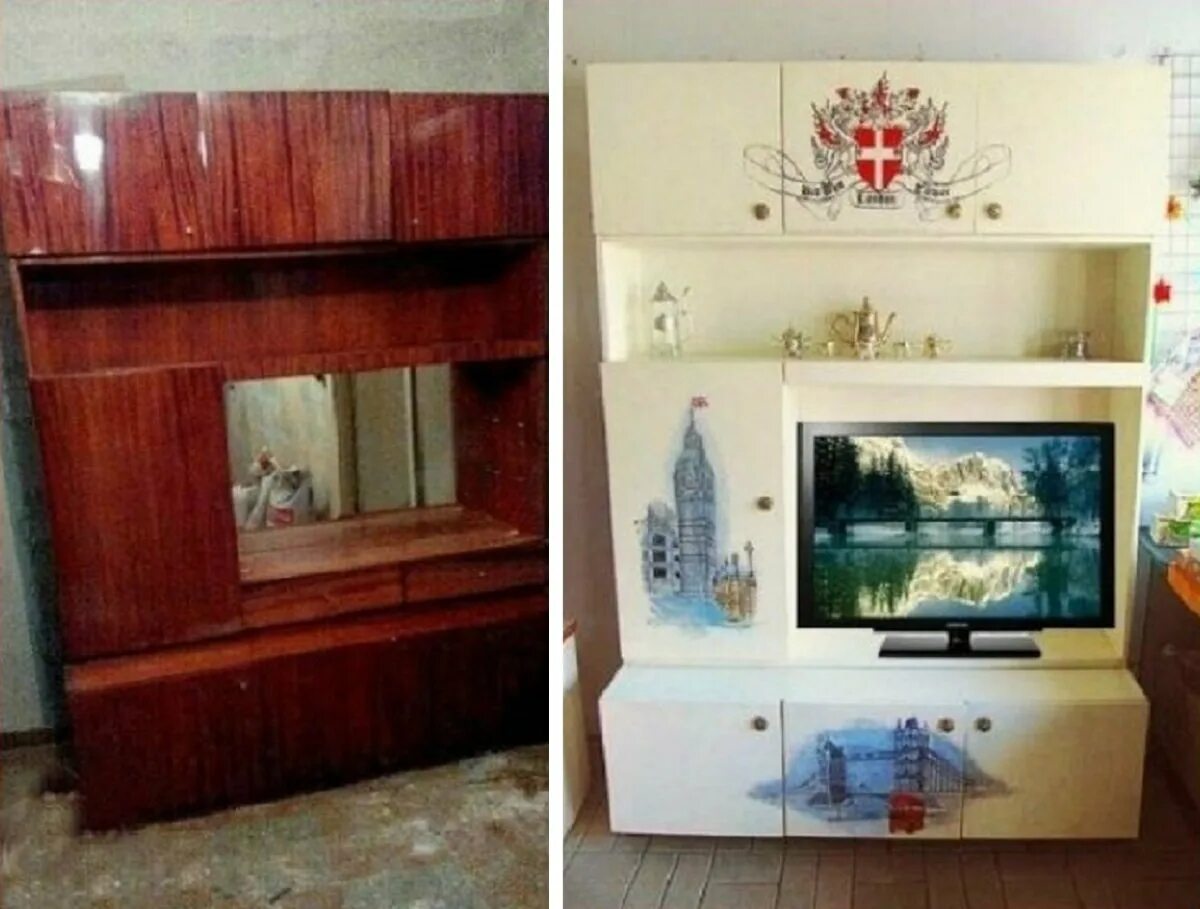 Перекрашиваем старую стенку. Советская стенка вега перекраска. перекраска мебели стенка ссср. переделать старую мебель. преобразить старый шкаф.