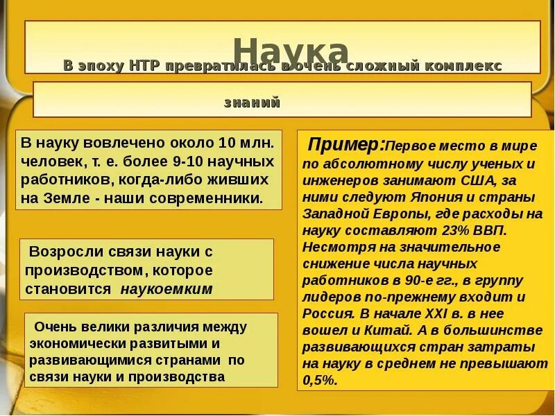 Главные направления развития в эпоху нтр. Эпоха научно технической революции. Производство НТР. Производство в эпоху НТР. Наука и наукоемкость в эпоху НТР.