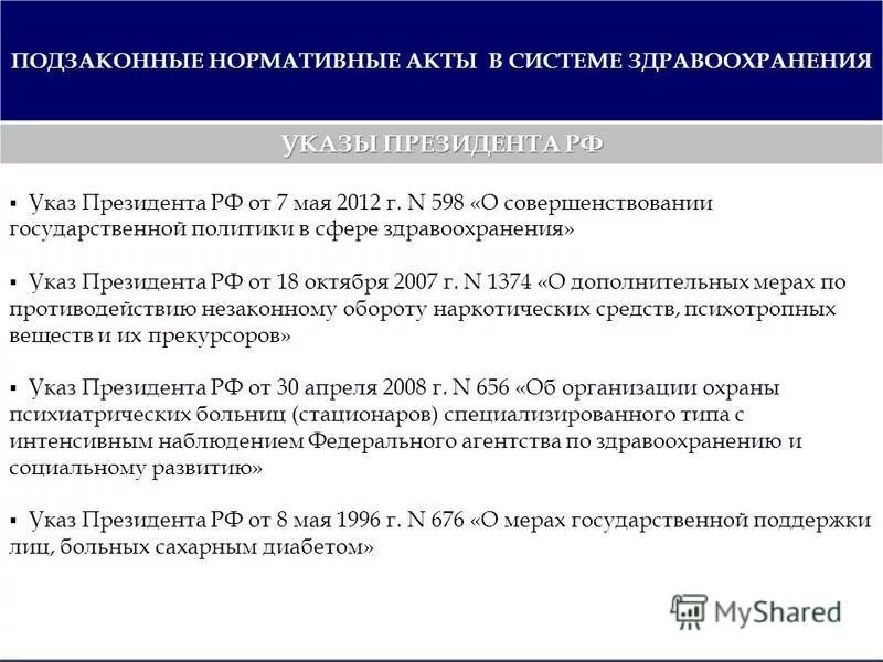 Состояние учреждений здравоохранения. Нормативно-правовое регулирование деятельности. Нормативно правовые акты в здравоохранении. Подзаконные акты в сфере здравоохранения. Особенности нормативно-правового регулирования.