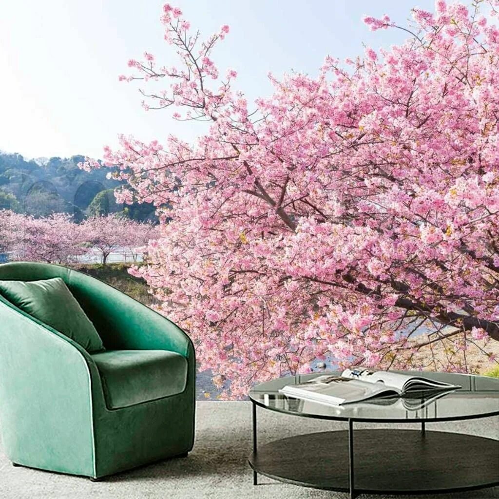 Floral Wallpaper Cherry Blossom Wall Mural Landscape Wall Art Chinese Home Decor
