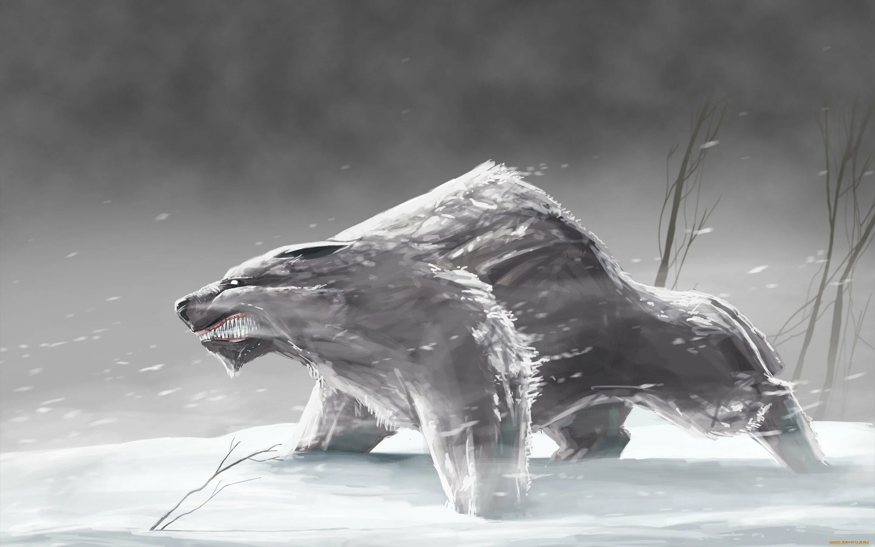 Снежные существа. Ледяные волки. Ледяной зверь. Ледяной оборотень.