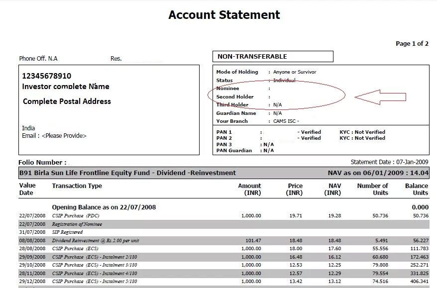 Account Statement. Investment account Statement. Bank Statement. Account Statement or Statement of account.