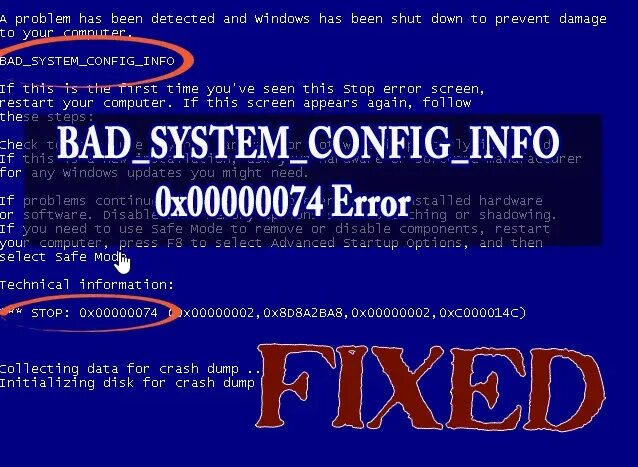 Синий экран bad. Bad system config info 0x00000074. ошибка bad system config info. bad system config info windows 10. bad system config info синий экран.