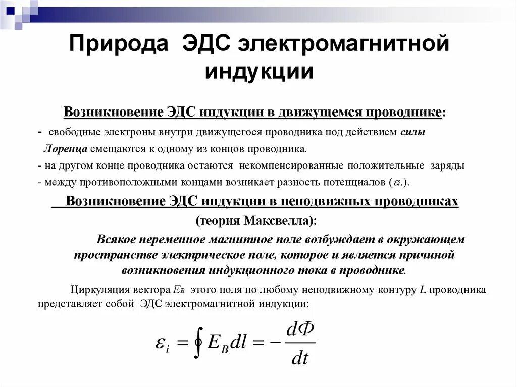 Когда возникает эдс индукции. Когда возникает эдс индукции