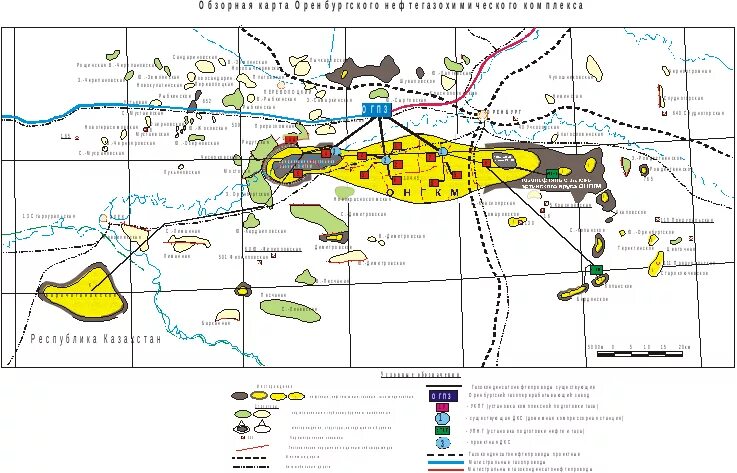 Нефтяные месторождения оренбургской области. Обзорная карта Оренбургского нефтегазохимического комплекса. Оренбург и Оренбургское месторождение. Обзорная карта месторождений Оренбургской области. Оренбургский ОНГКМ месторождения.