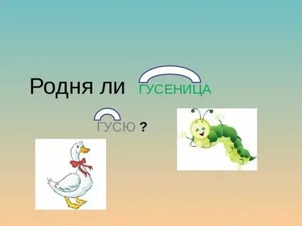 Гусь и гусеница однокоренные слова или нет