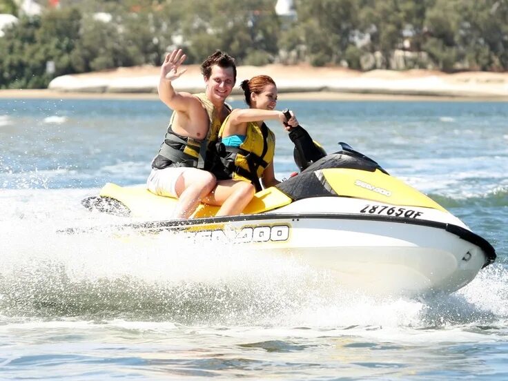 Laura can sail a jet ski