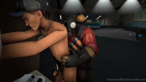 pyro, scout, team fortress 2, 3d, source filmmaker, tagme, from behind, gay, hand...