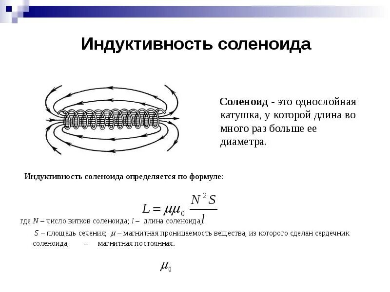 Формула индуктивности катушки l. Индуктивность соленоида единица измерения. Энергия магнитного поля соленоида формула. Энергия магнитного соленоида. Индуктивность длинного соленоида энергия магнитного поля.