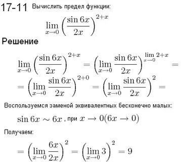 Таблица замечательных пределов