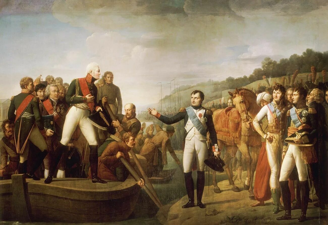 Встреча французов. Встреча Наполеона с Александром 1 в Тильзите. Прощание Наполеона с Александром i в Тильзите.